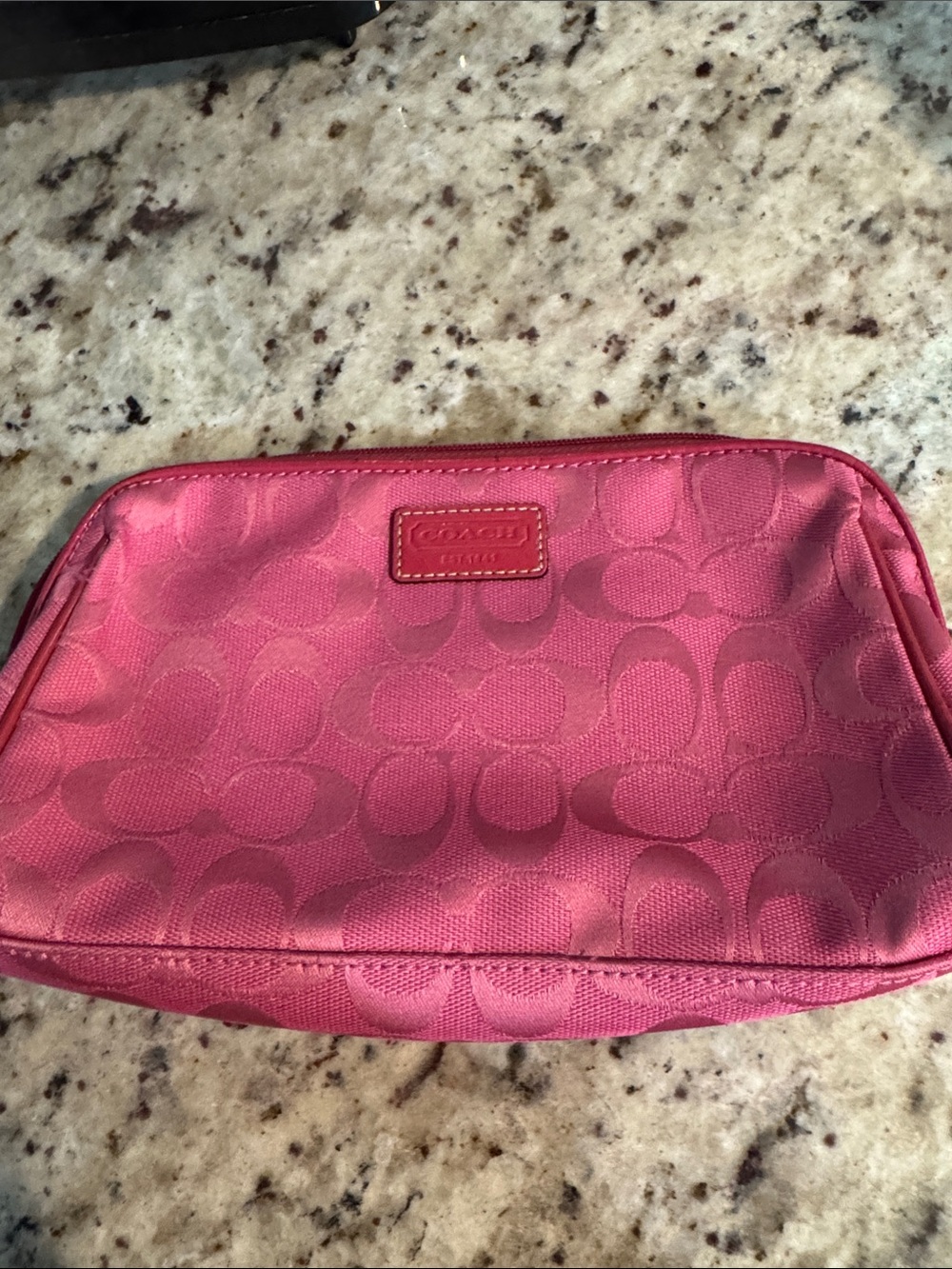 Coach Pink Signature Canvas Cosmetic Pouch